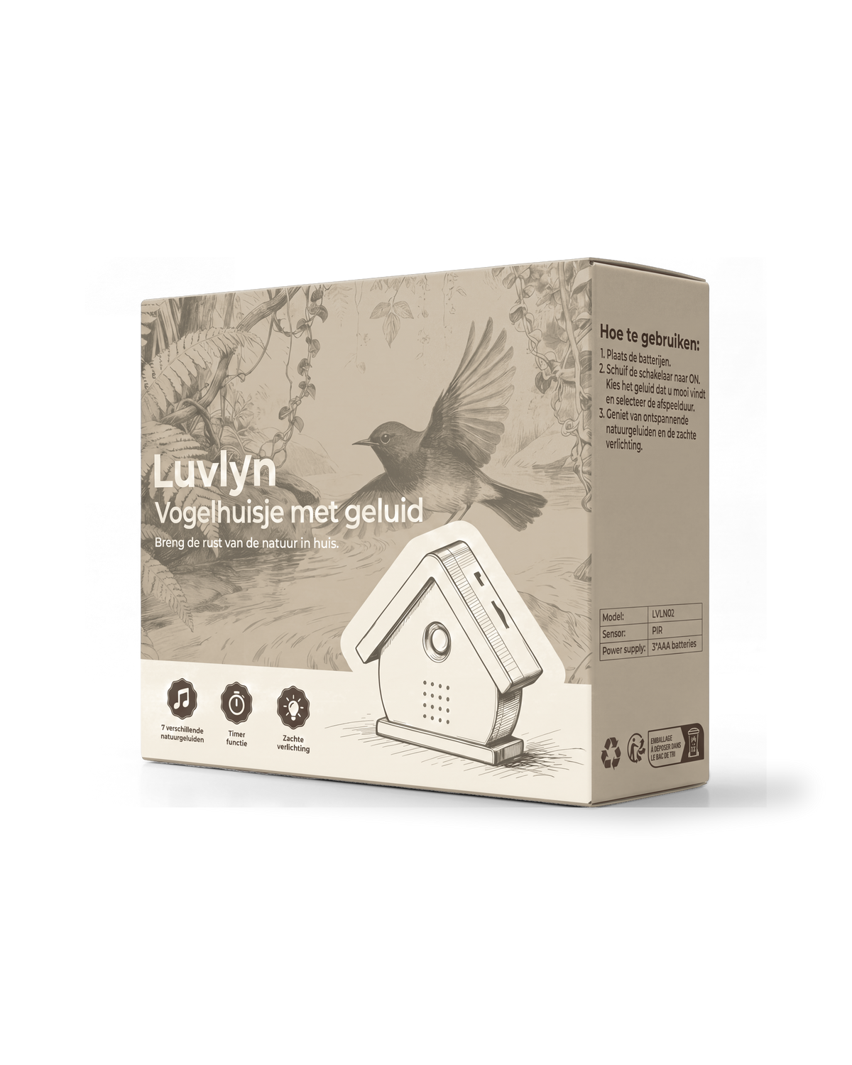 De cadeauverpakking van het vogelhuisje in Wolk